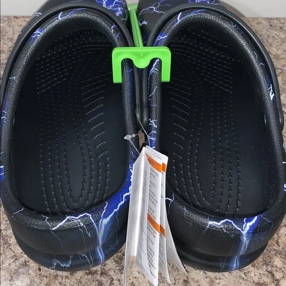 Electric / Lightening Blue and Black Crocs